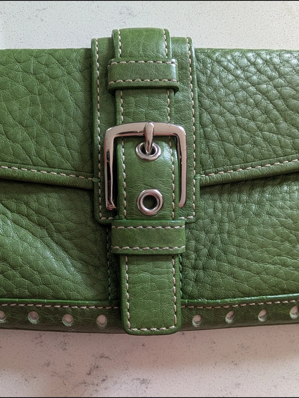 Coach Vintage Soho Leather Wristlet In Rare Green